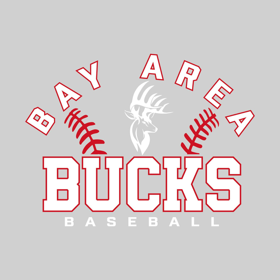 Bay Area Bucks - Baseball - Arched Team Name with Baseball Stitches &amp; Mascot