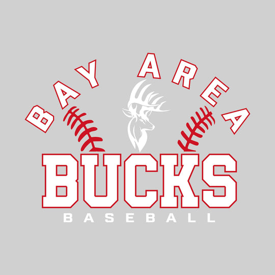 Bay Area Bucks - Baseball - Arched Team Name with Baseball Stitches &amp; Mascot