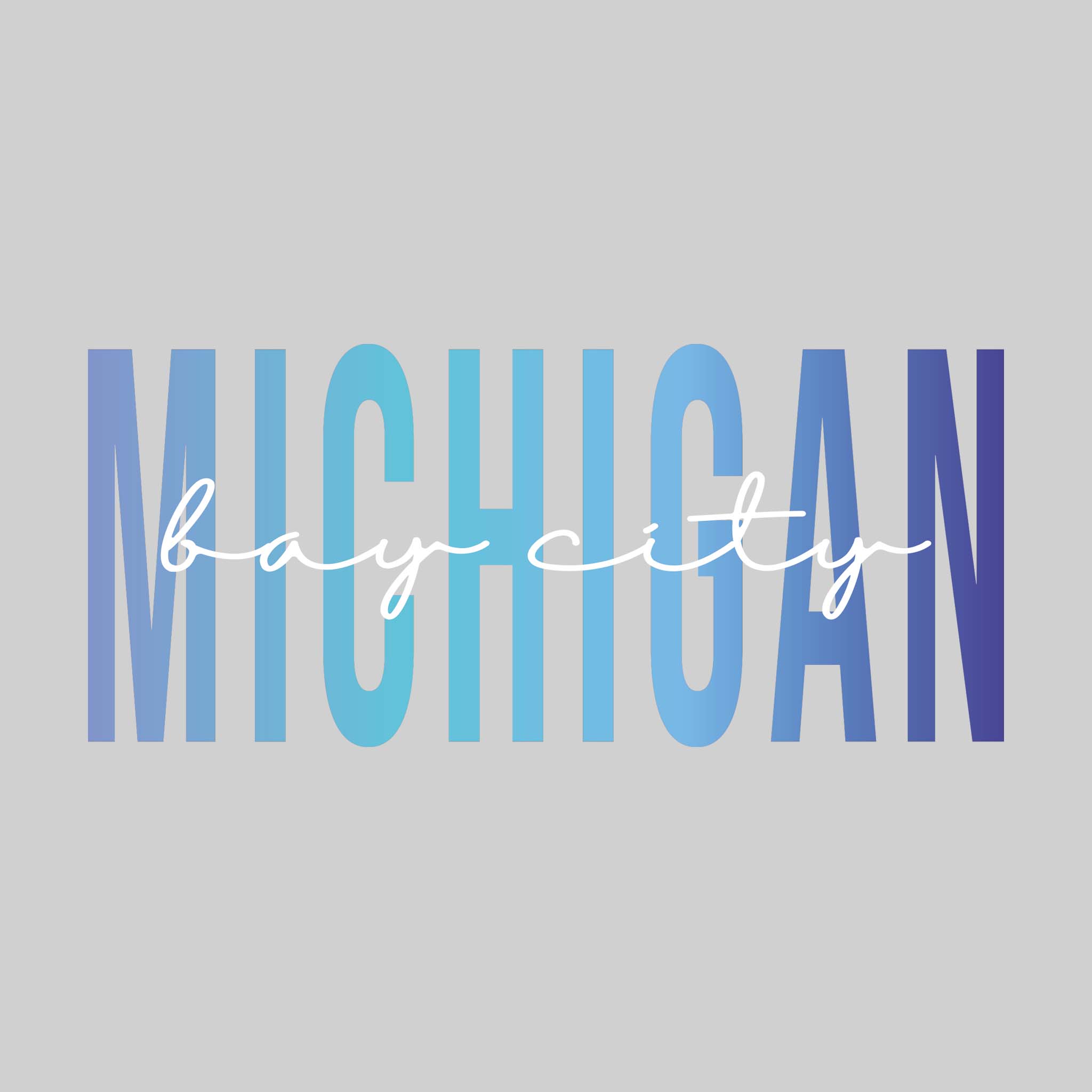 Michigan Cursive Bay City - Michigan - Color Blend with Cursive Text – Oddly Creative Design