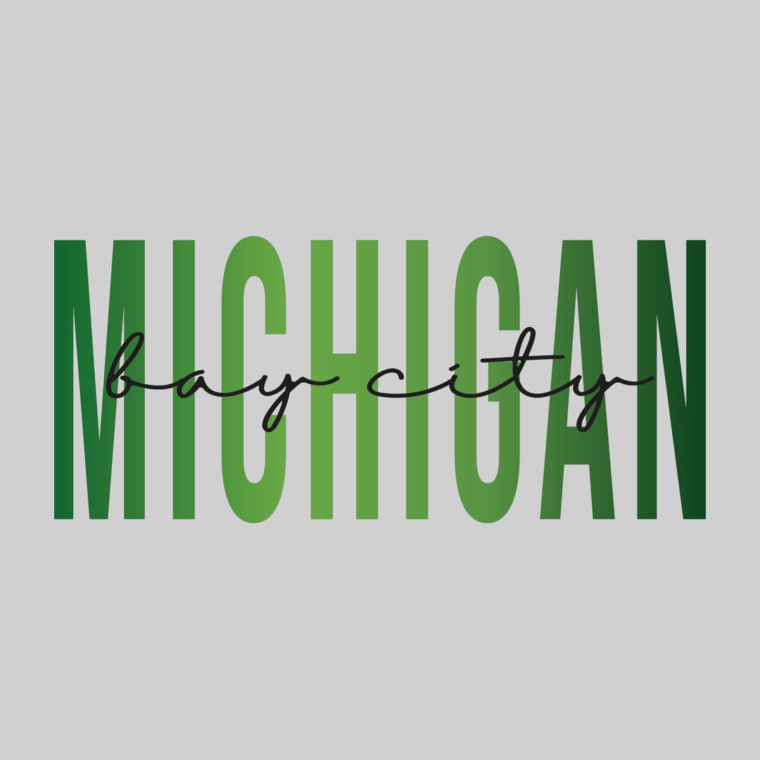 Michigan In Cursive Bay City - Michigan - Color Blend with Cursive Text – Oddly Creative Design