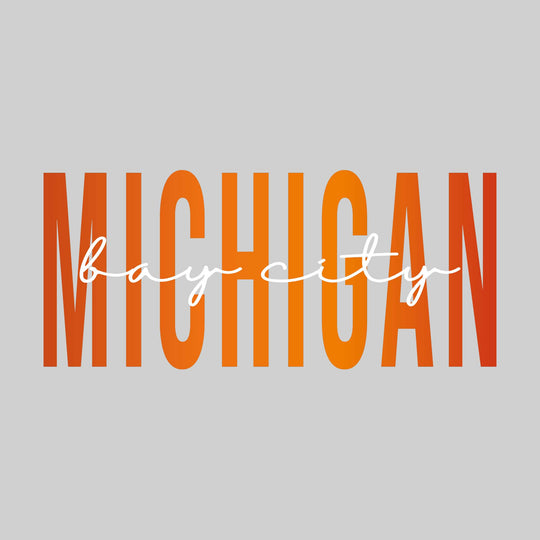Bay City - Michigan - Color Blend with Cursive Text