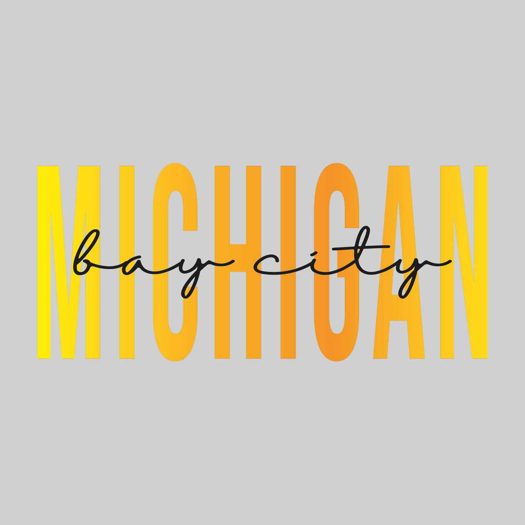 Bay City - Michigan - Color Blend with Cursive Text