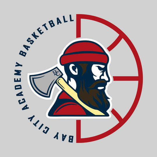Bay City Academy - Basketball - Center Mascot with Circle Text and Basketball Grooves
