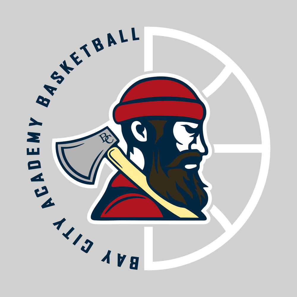Bay City Academy - Basketball - Center Mascot with Circle Text and Basketball Grooves
