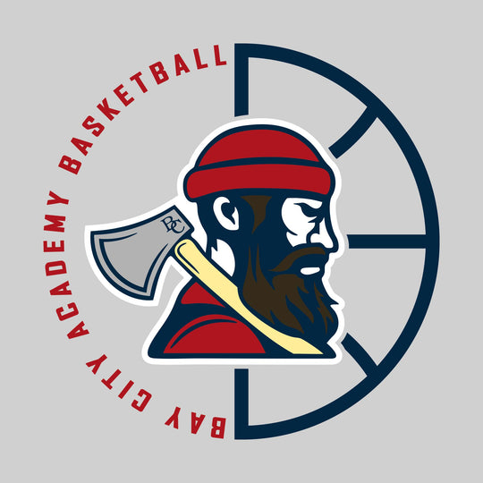 Bay City Academy - Basketball - Center Mascot with Circle Text and Basketball Grooves