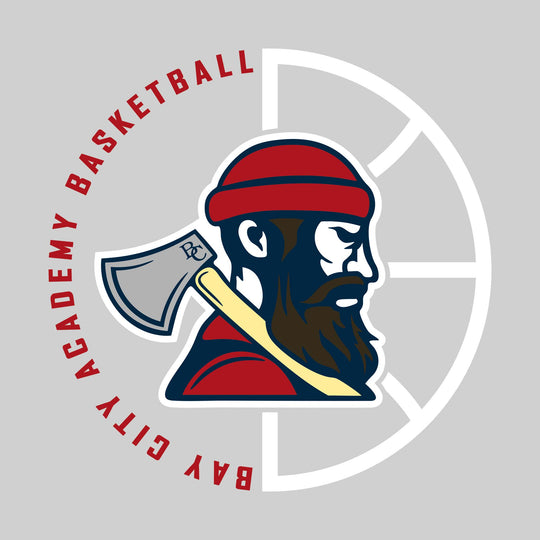 Bay City Academy - Basketball - Center Mascot with Circle Text and Basketball Grooves