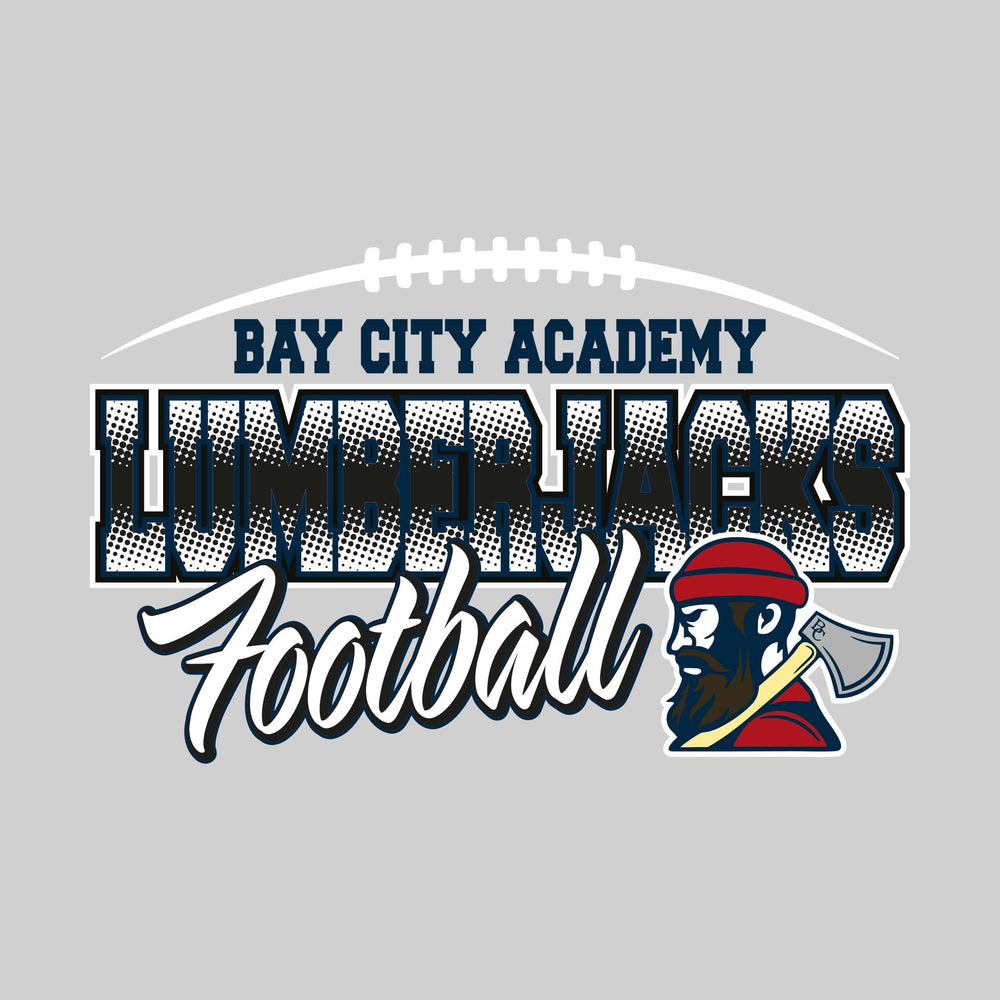 Bay City Academy - Football - Halftone with Football Laces and Mascot