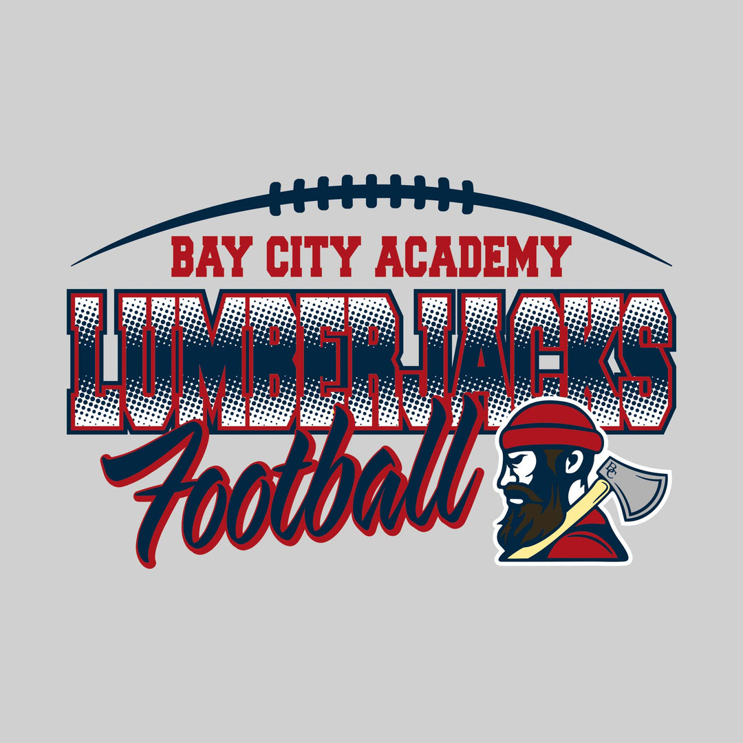 Bay City Academy - Football - Halftone with Football Laces and Mascot