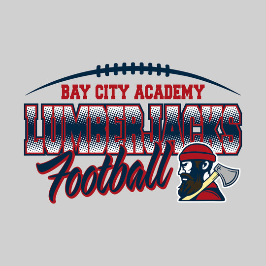 Bay City Academy - Football - Halftone with Football Laces and Mascot