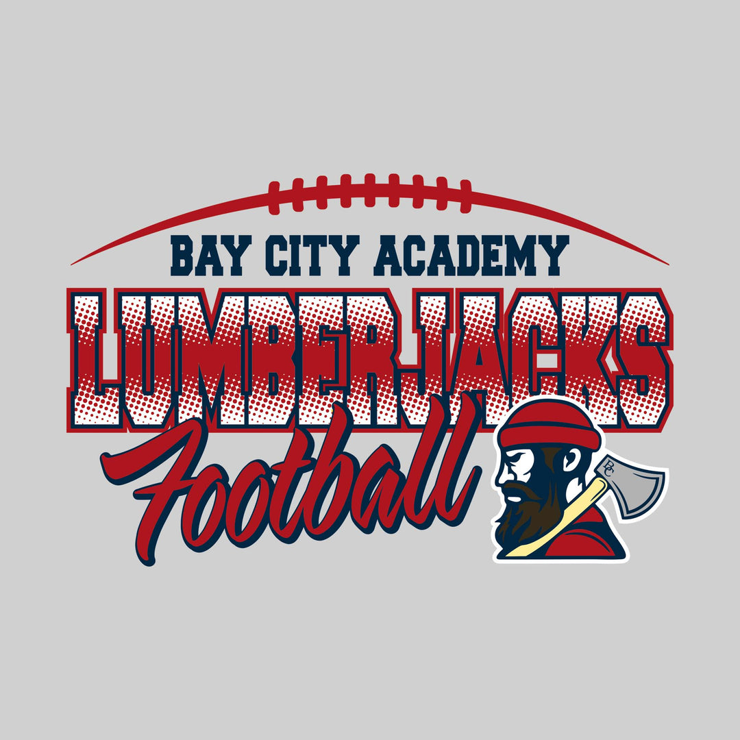 Bay City Academy - Football - Halftone with Football Laces and Mascot