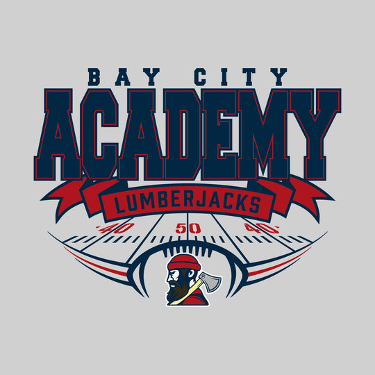 Bay City Academy - Football - School Name with Banner and Yard Lines