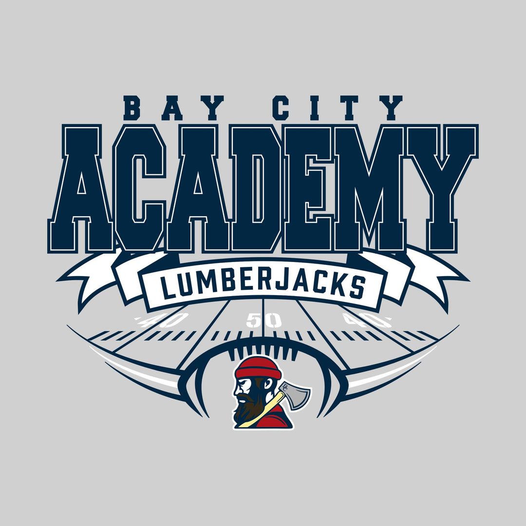 Bay City Academy - Football - School Name with Banner and Yard Lines