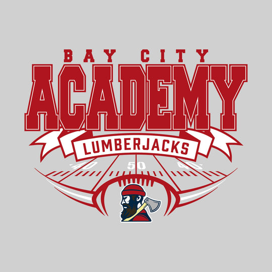 Bay City Academy - Football - School Name with Banner and Yard Lines