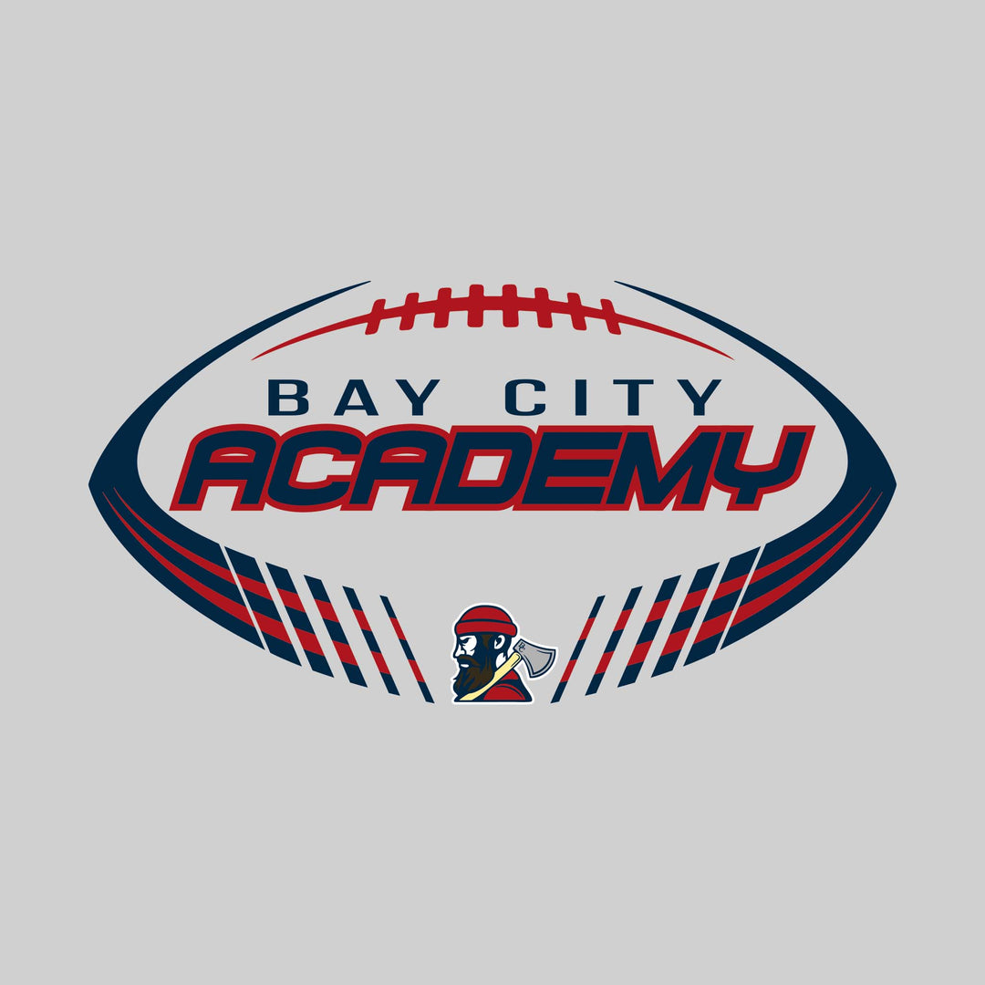 Bay City Academy - Football - Striped Football Shape with Mascot