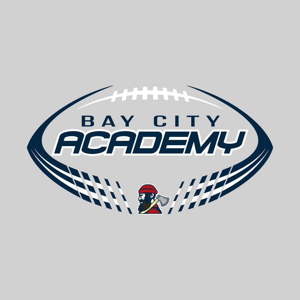 Bay City Academy - Football - Striped Football Shape with Mascot