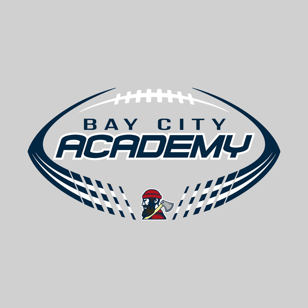 Bay City Academy - Football - Striped Football Shape with Mascot