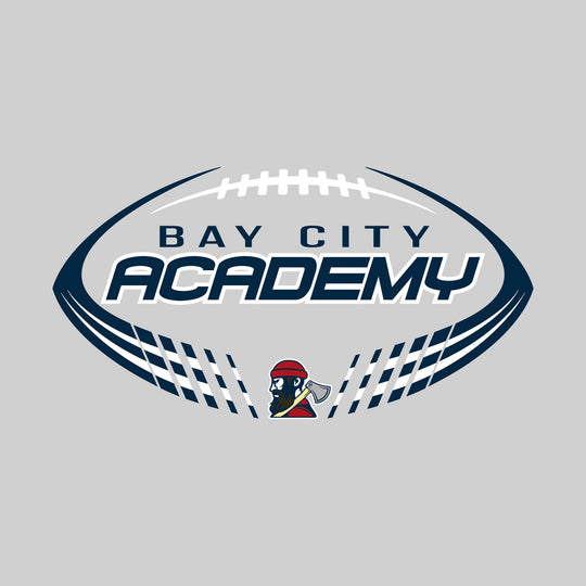 Bay City Academy - Football - Striped Football Shape with Mascot