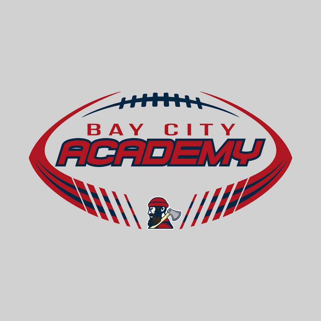 Bay City Academy - Football - Striped Football Shape with Mascot