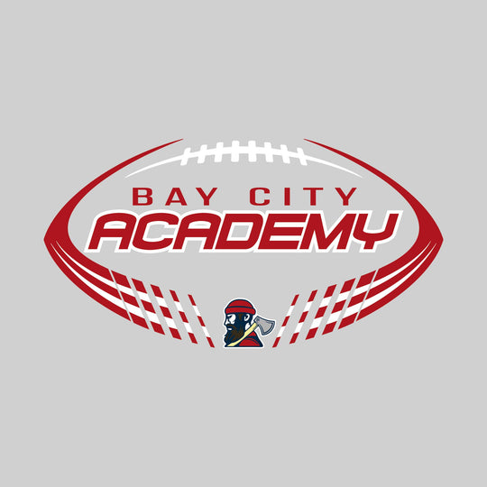 Bay City Academy - Football - Striped Football Shape with Mascot