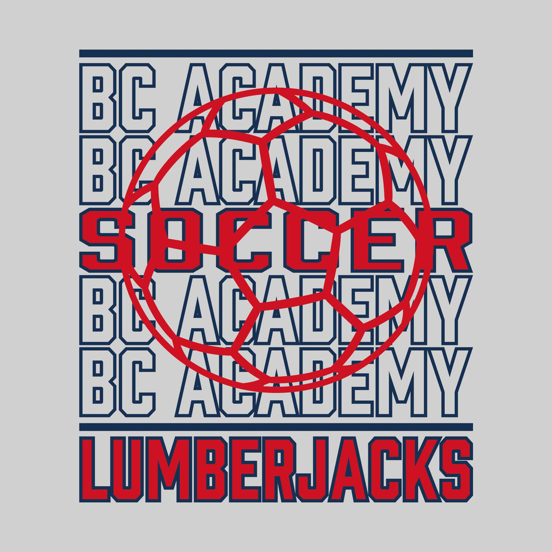 Bay City Academy - Soccer - Repeated School Name with Soccer Ball Outline