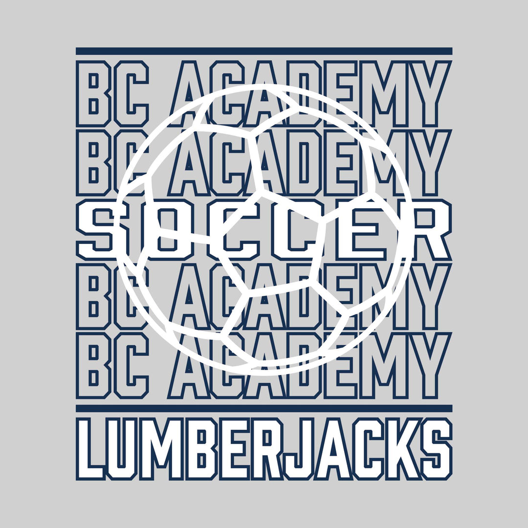 Bay City Academy - Soccer - Repeated School Name with Soccer Ball Outline