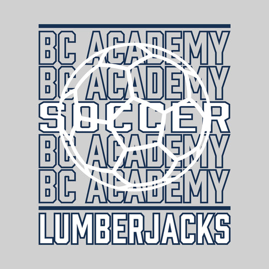 Bay City Academy - Soccer - Repeated School Name with Soccer Ball Outline