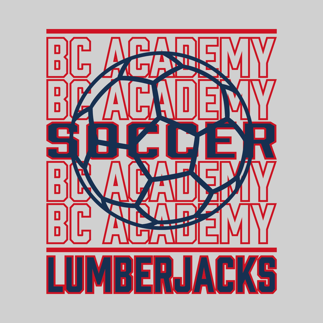Bay City Academy - Soccer - Repeated School Name with Soccer Ball Outline