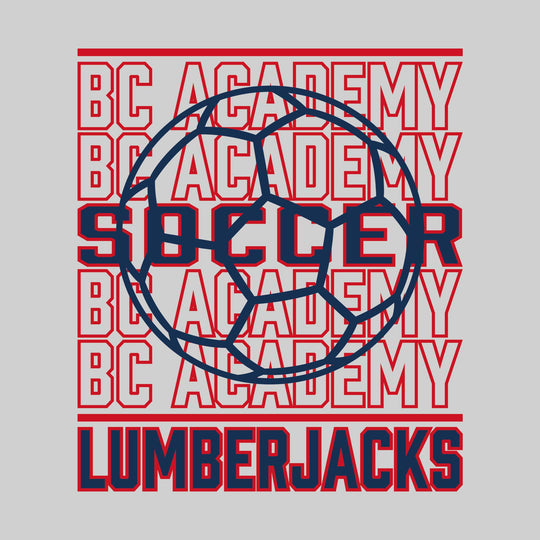 Bay City Academy - Soccer - Repeated School Name with Soccer Ball Outline