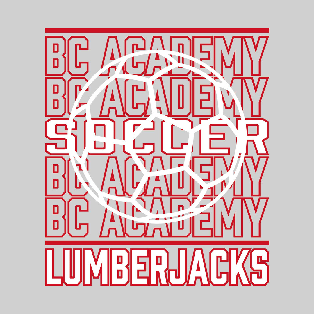 Bay City Academy - Soccer - Repeated School Name with Soccer Ball Outline