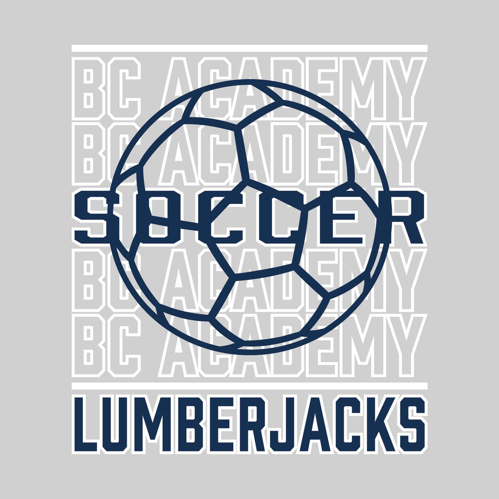 Bay City Academy - Soccer - Repeated School Name with Soccer Ball Outline