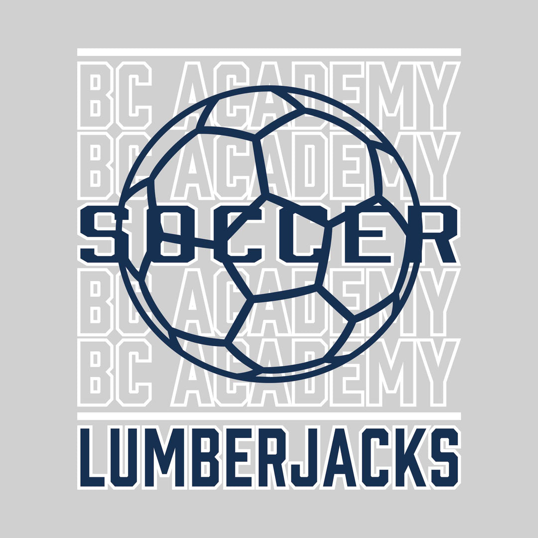 Bay City Academy - Soccer - Repeated School Name with Soccer Ball Outline