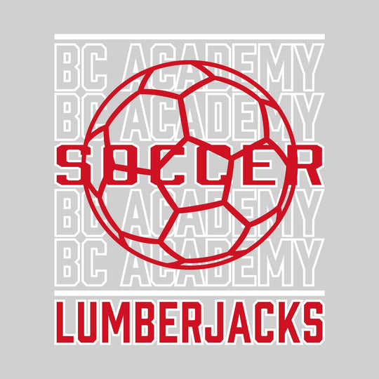 Bay City Academy - Soccer - Repeated School Name with Soccer Ball Outline