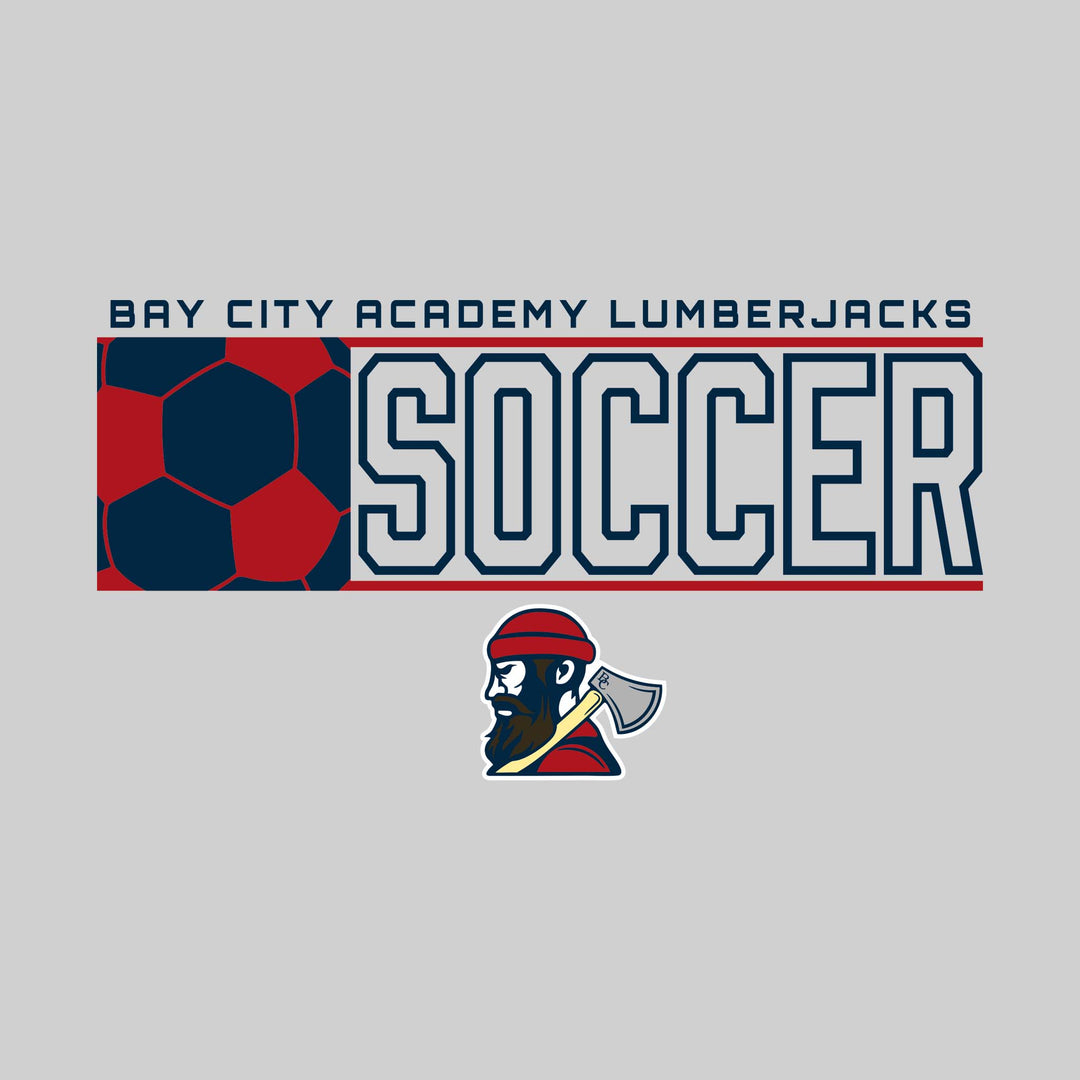Bay City Academy - Soccer - School Name with Squared Soccer Ball &amp; Mascot