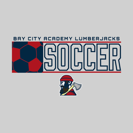 Bay City Academy - Soccer - School Name with Squared Soccer Ball &amp; Mascot
