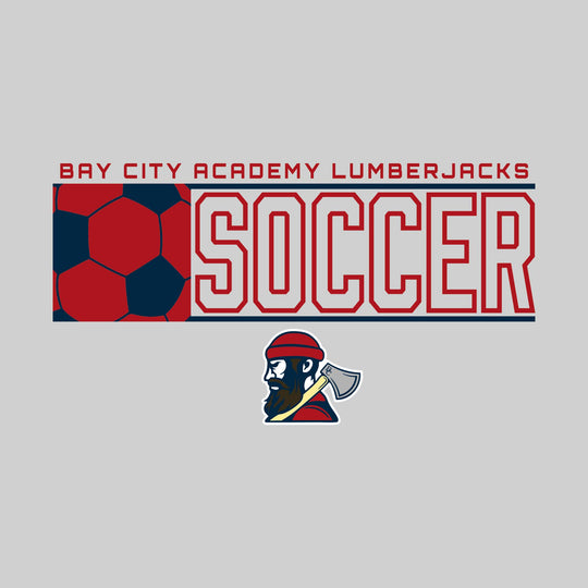 Bay City Academy - Soccer - School Name with Squared Soccer Ball &amp; Mascot