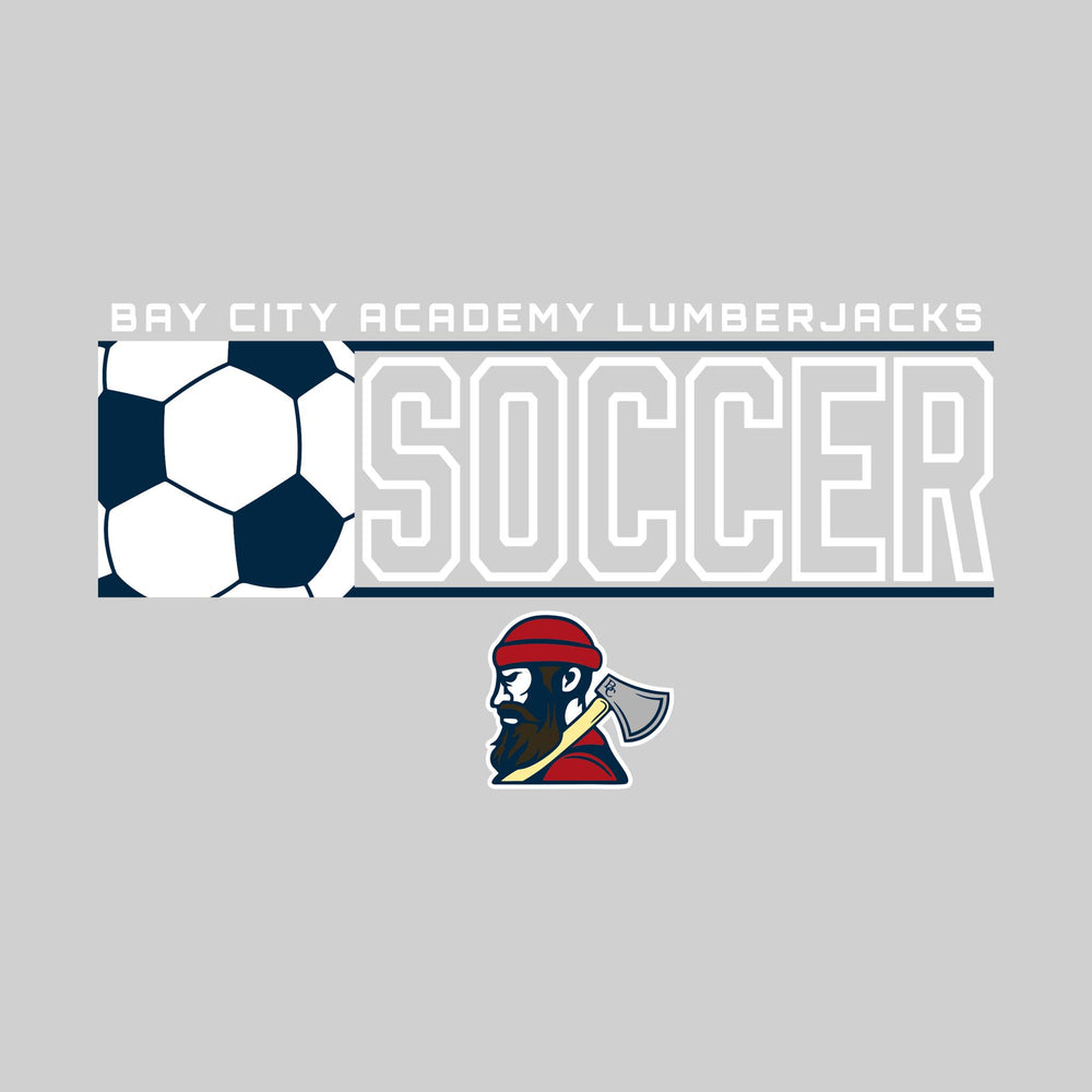 Bay City Academy - Soccer - School Name with Squared Soccer Ball & Mascot