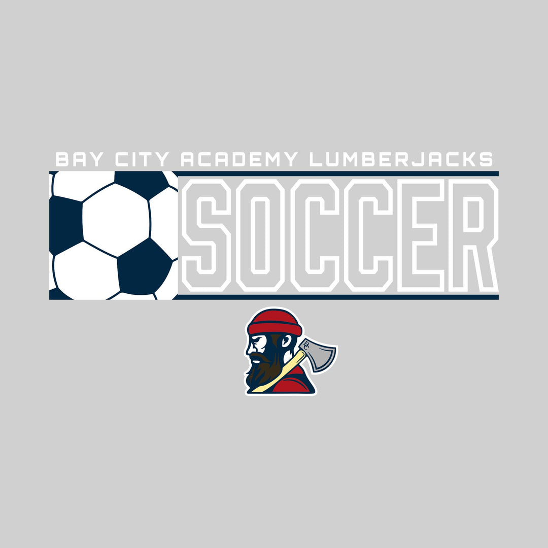 Bay City Academy - Soccer - School Name with Squared Soccer Ball &amp; Mascot