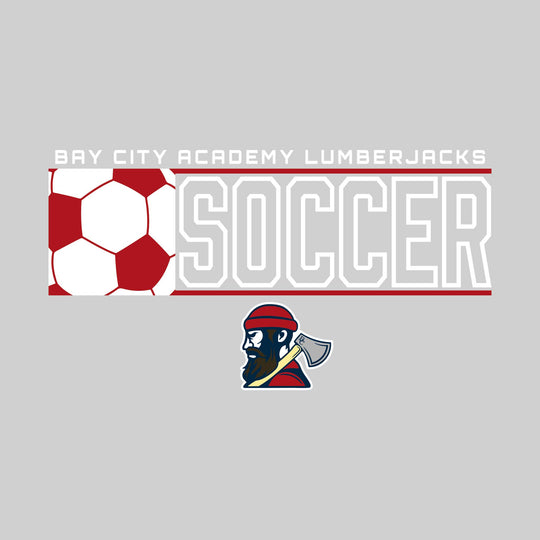 Bay City Academy - Soccer - School Name with Squared Soccer Ball &amp; Mascot