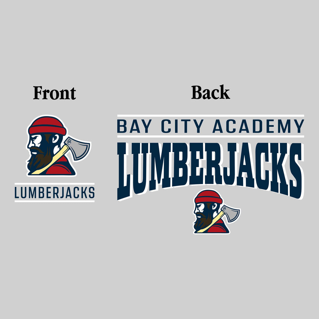 Bay City Academy - Spirit Wear - Mascot Over Bracketed Name - Chest & Back