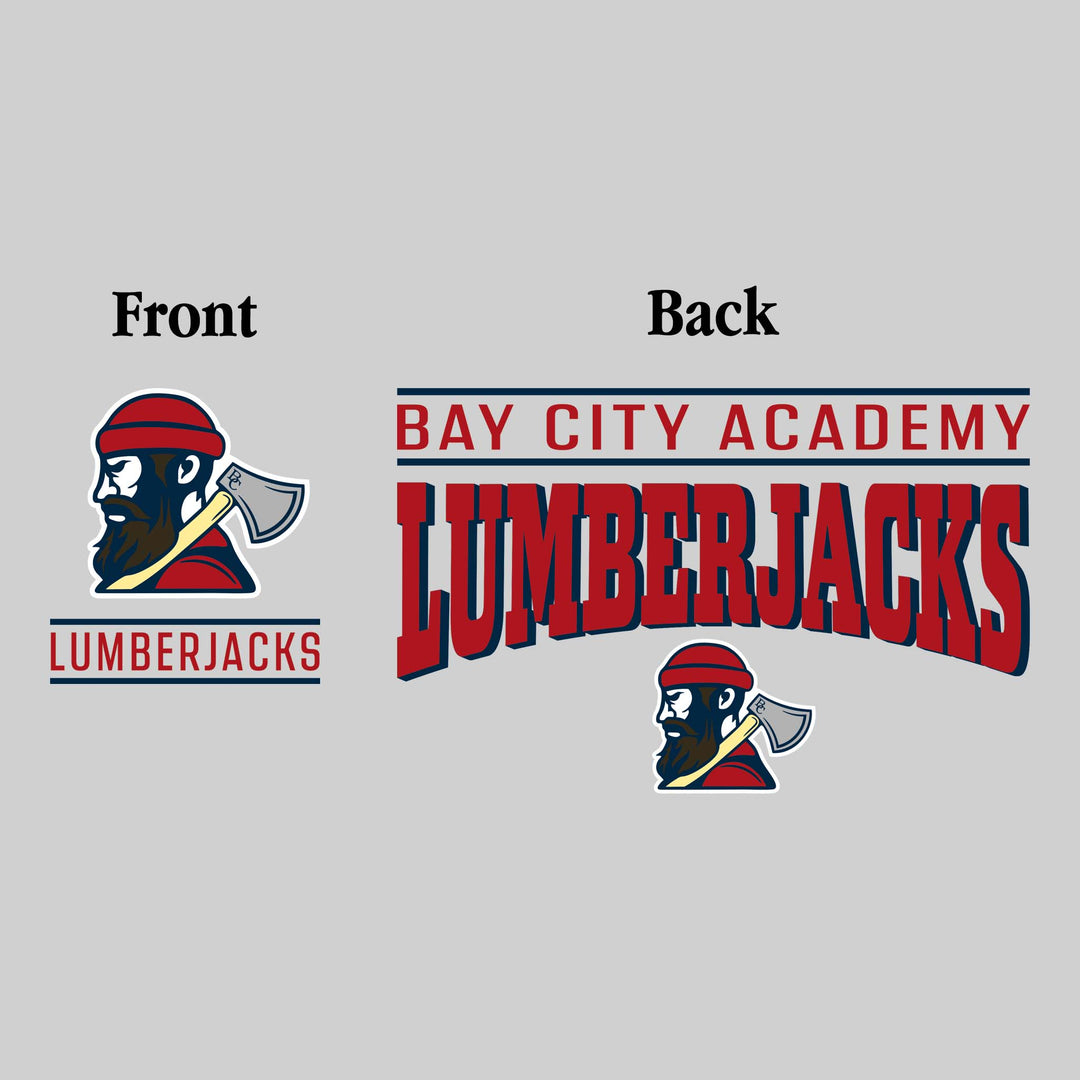 Bay City Academy - Spirit Wear - Mascot Over Bracketed Name - Chest & Back