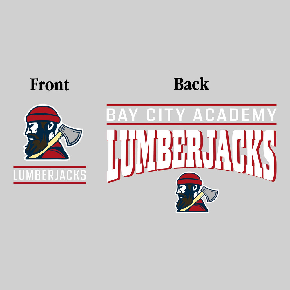 Bay City Academy - Spirit Wear - Mascot Over Bracketed Name - Chest & Back