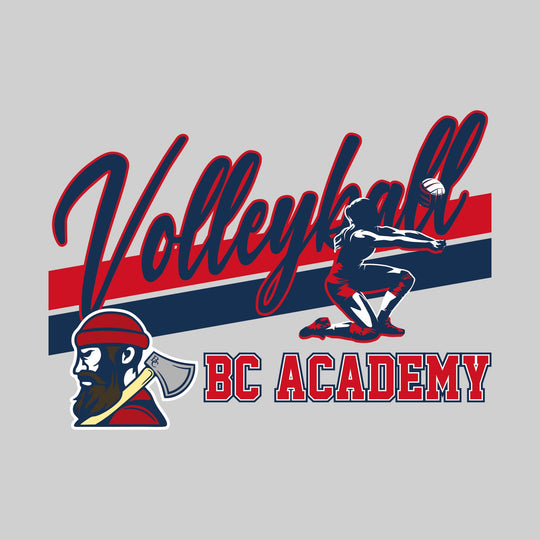 Bay City Academy - Volleyball - Angled Double Stripes with Player and Mascot