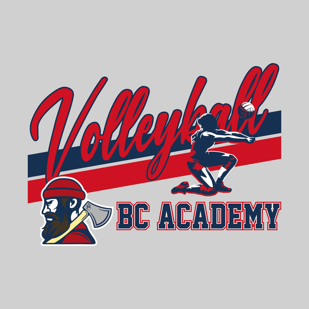 Bay City Academy - Volleyball - Angled Double Stripes with Player and Mascot