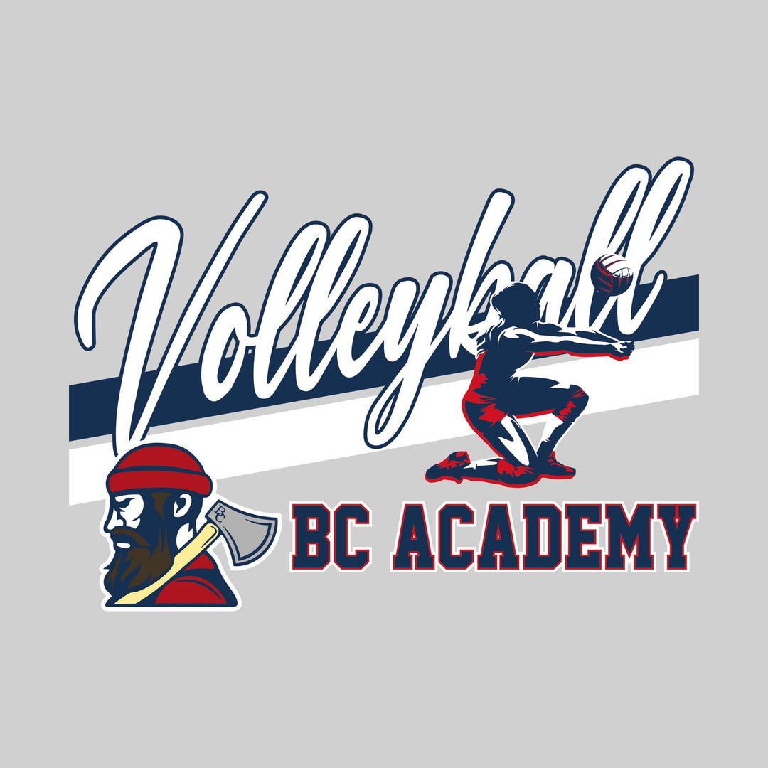 Bay City Academy - Volleyball - Angled Double Stripes with Player and Mascot