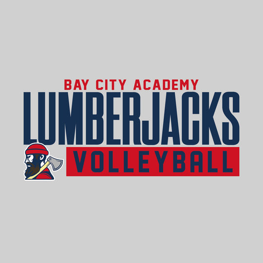 Bay City Academy - Volleyball - Large Mascot Name Over Volleyball with Mascot