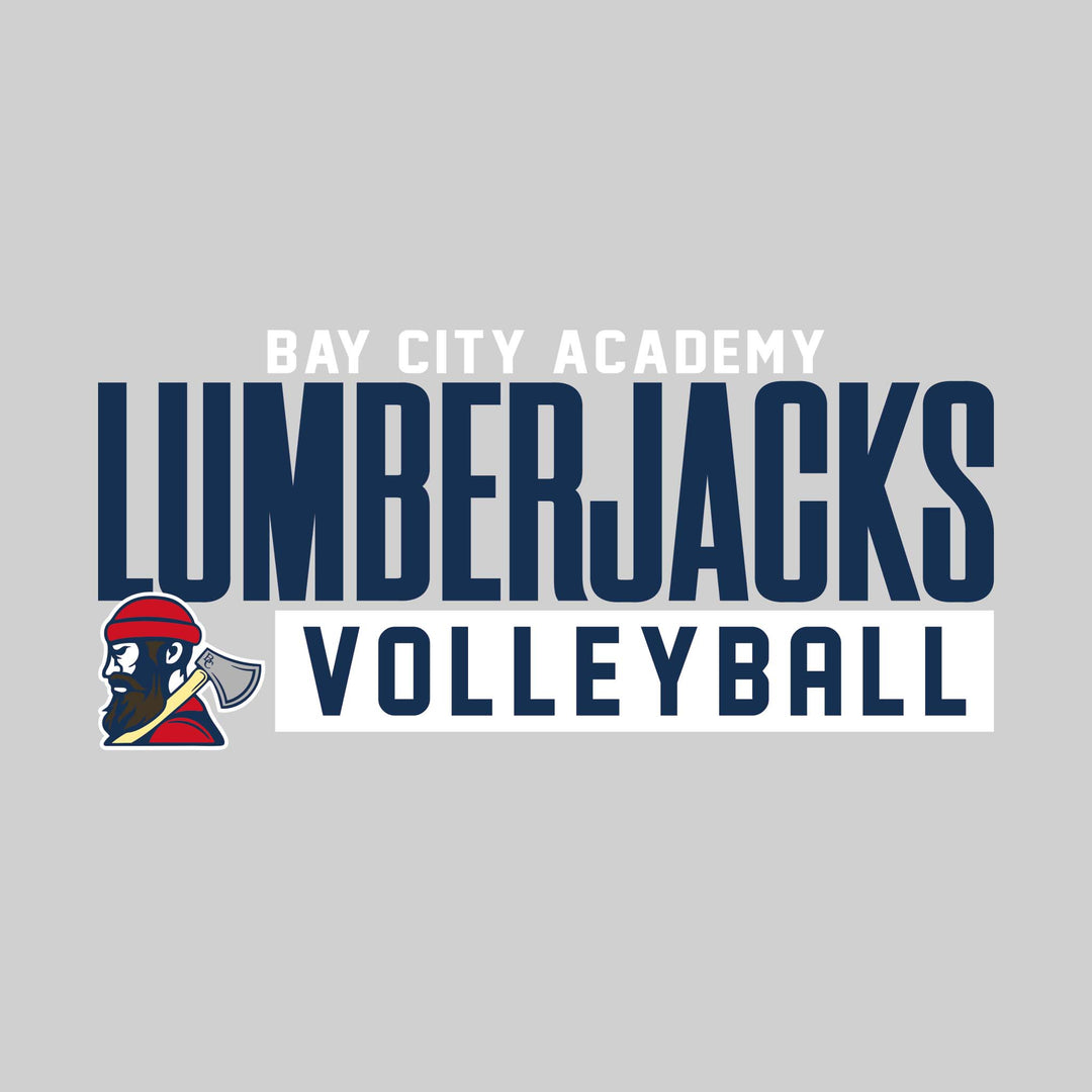 Bay City Academy - Volleyball - Large Mascot Name Over Volleyball with Mascot
