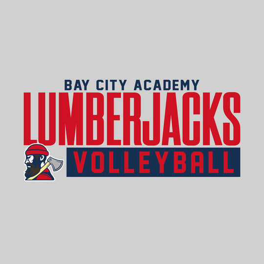 Bay City Academy - Volleyball - Large Mascot Name Over Volleyball with Mascot