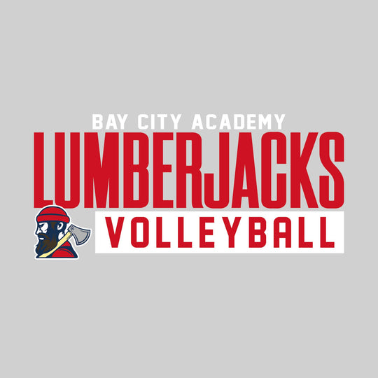 Bay City Academy - Volleyball - Large Mascot Name Over Volleyball with Mascot