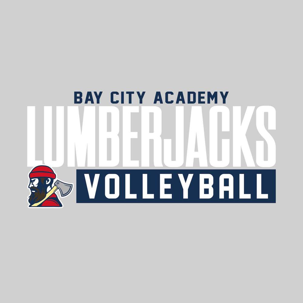 Bay City Academy - Volleyball - Large Mascot Name Over Volleyball with Mascot