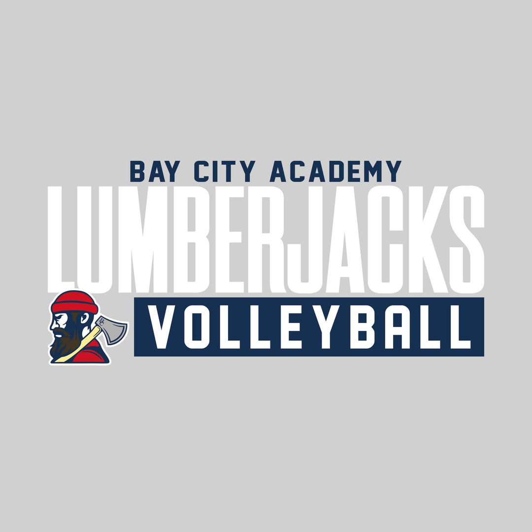 Bay City Academy - Volleyball - Large Mascot Name Over Volleyball with Mascot